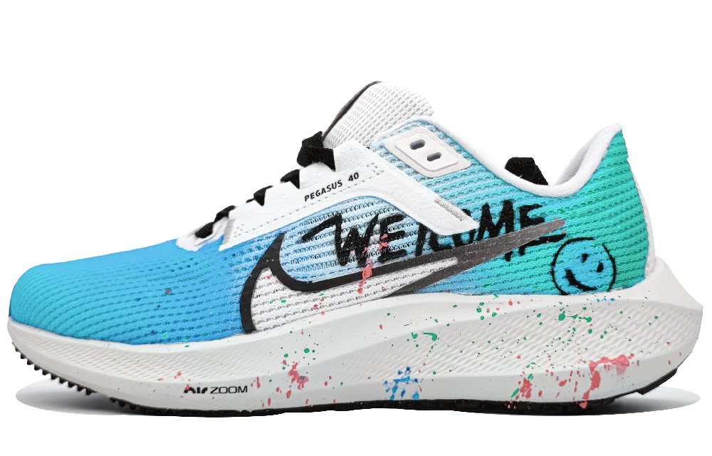 Nike Air Zoom Pegasus 40 Wear-Resistant Breathable Slip-Resistant Low-Top Running Shoes Men's Ice Cool Blue