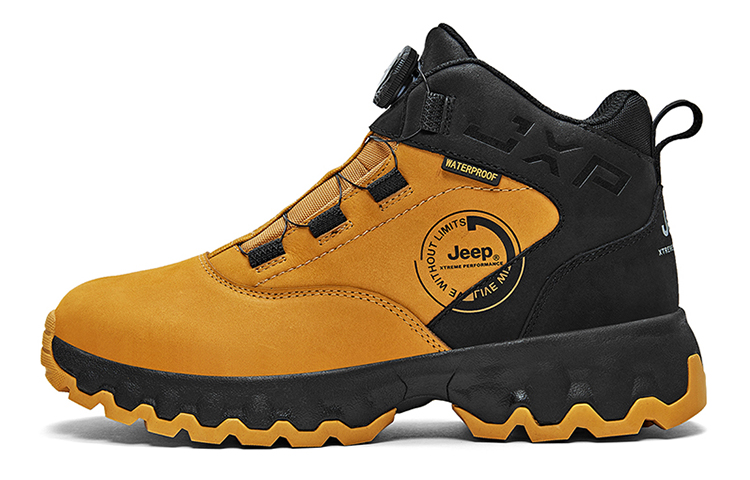 Jeep High Top Outdoor Shoes Unisex Black Yellow