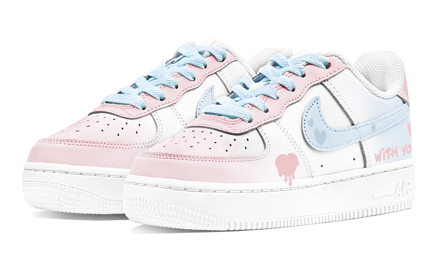Nike Air Force 1 Air Force 1, Couple's Abrasion Resistant Low top Skateboard Shoes Women's Blue Pink купить в интернет-магазине Yoocart с быстрой доставкой по России.