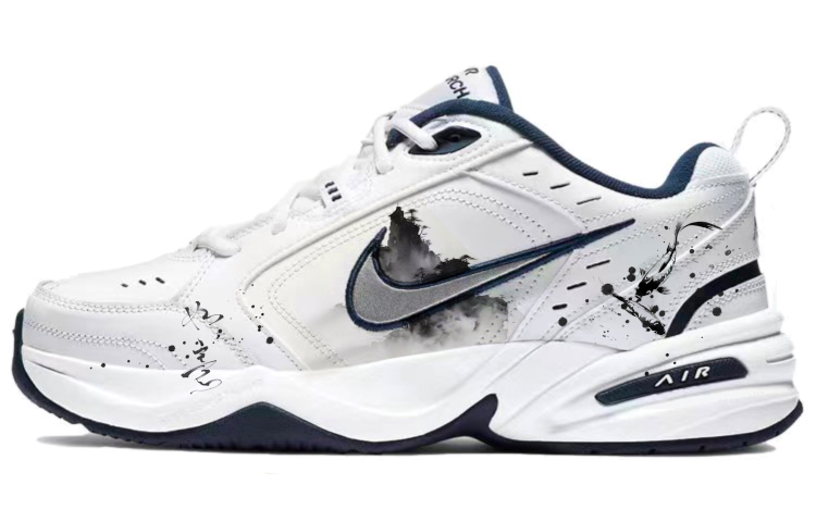 Nike Air Monarch 4 Anti-Slip Wear-Resistant Low-Top Chunky Sneakers Unisex Blue White