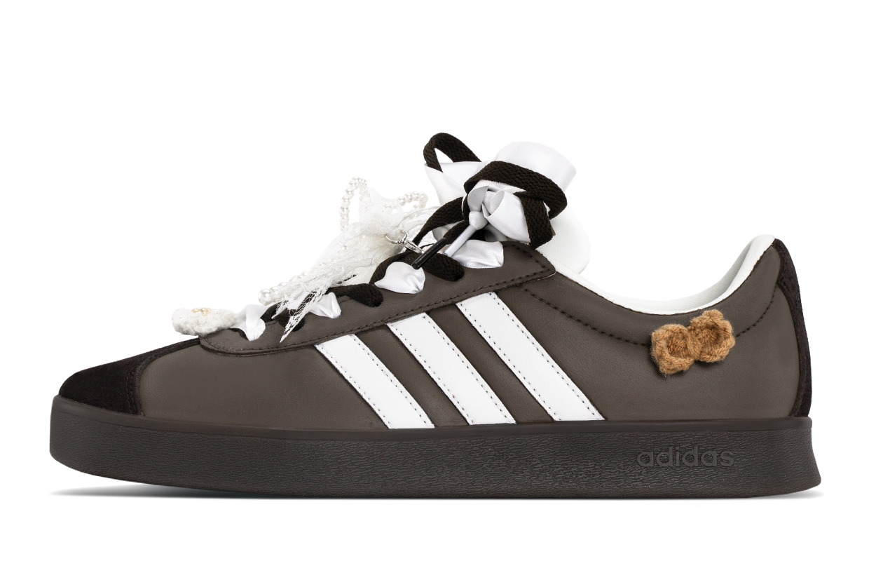 Adidas Vl Court Classic Adidas VC Cushioning, Wear Resistant Low Top Skateboard Shoes Women's Brown Beige
