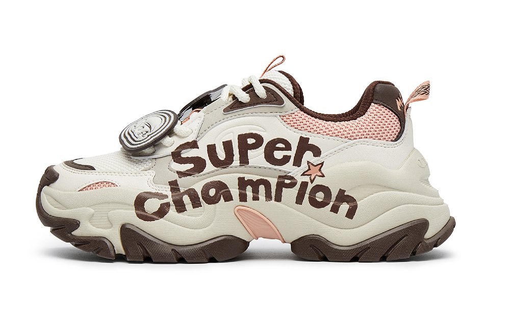 POP MART x Champion Molly Layered Shoes Champ XXL Molly Low-Top Chunky Sneakers Women's Coffee Brown