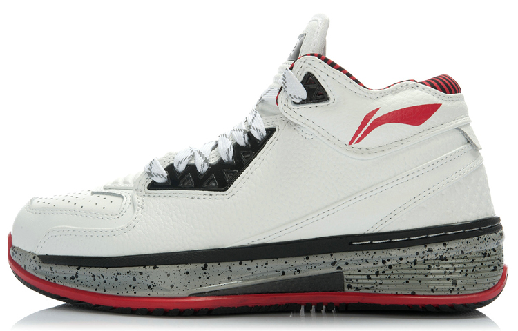 LINING WOW 2 Basketball Shoes Men Mid-Top White Black Gray