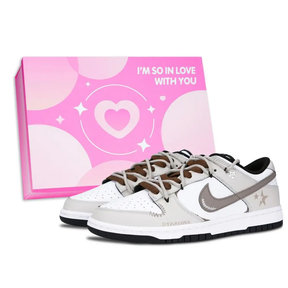 Nike Dunk Starlight Radiant Pink Shoe Box Abrasion Resistant Low top Skateboard Shoes Unisex Brown