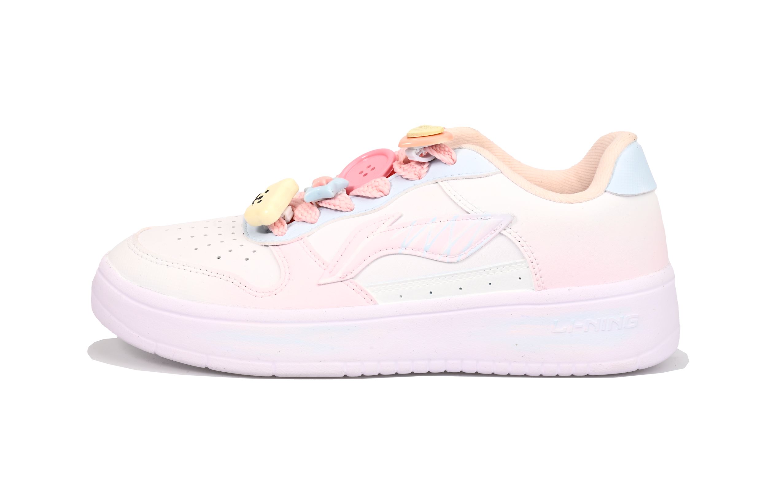 LiNing Pontoon Boats Slip Resistant Abrasion Resistant Low top Skateboard Shoes Women's Pink White