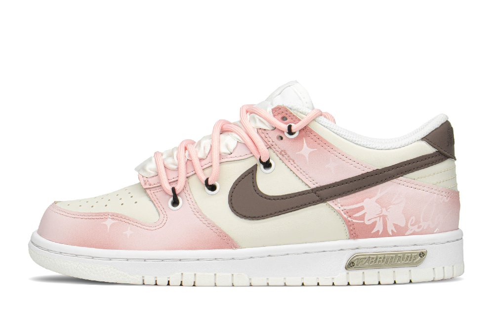 Nike Dunk Low Top Skateboard Shoes GS Khaki Pink