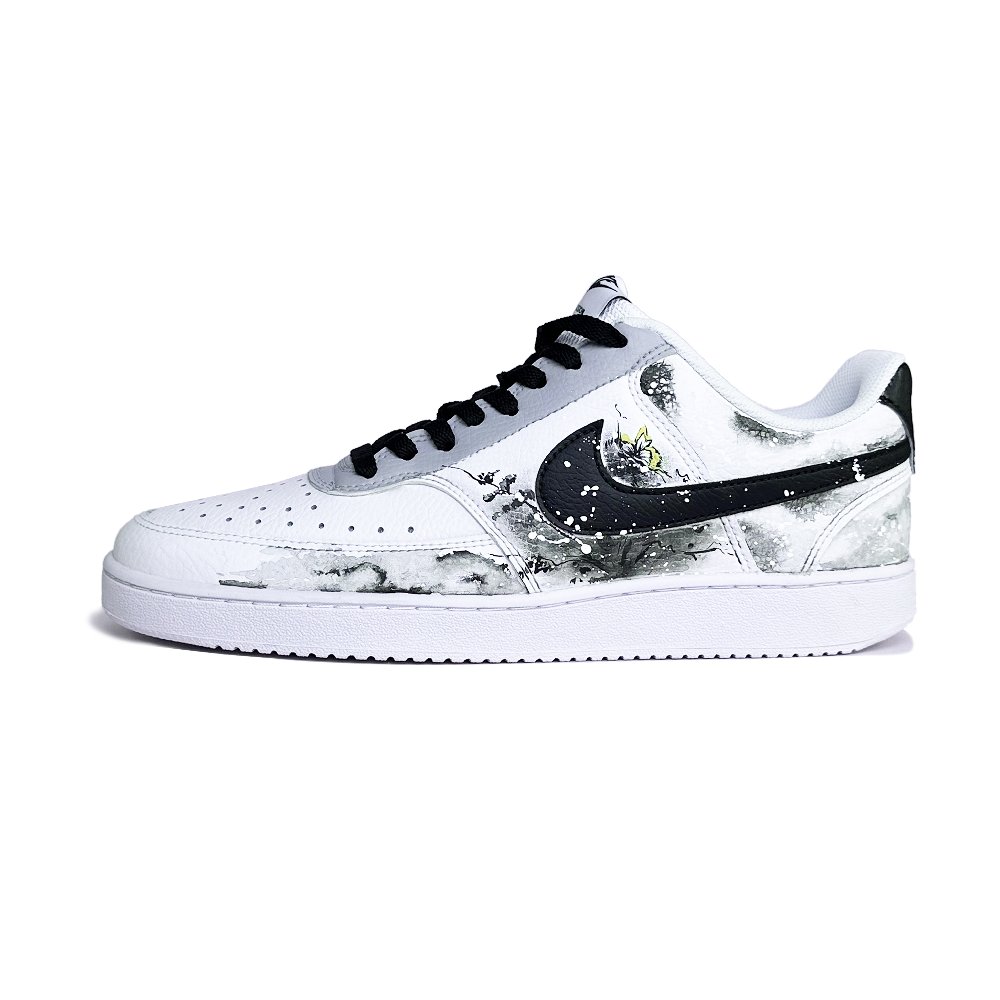 Nike Court Vision 1 Anti-Slip Wear-Resistant Low-Top Skateboard Shoes Men's Black White