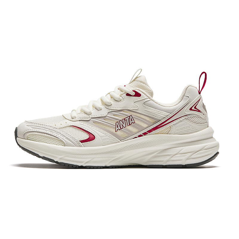 Anta Cushioning, Abrasion Resistant, Breathable, Height Increasing Low top Running Shoes Women's White Red