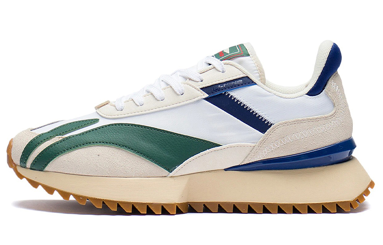 LiNing Shock Absorbers Slip Resistant, Abrasion Resistant, Lightweight Low Top Sports Casual Shoes Men's White Green