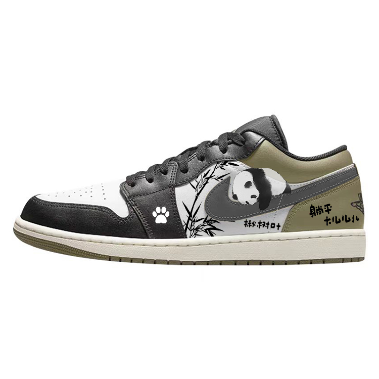 Jordan Air Jordan 1 Mimi Anti-Slip Wear-Resistant Low-Top Vintage Basketball Shoes Unisex Black White Green