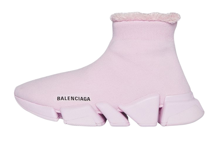 Balenciaga Speed 2.0 Recycled Knit Fake Fur Pink Women's