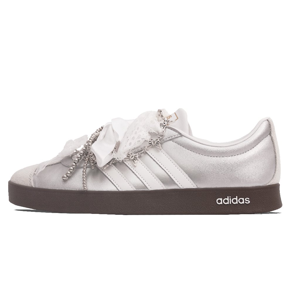Adidas Neo VL Court 2.0 Anti Slip Wear Resistant Low Top Skateboard Shoes Unisex Silver White