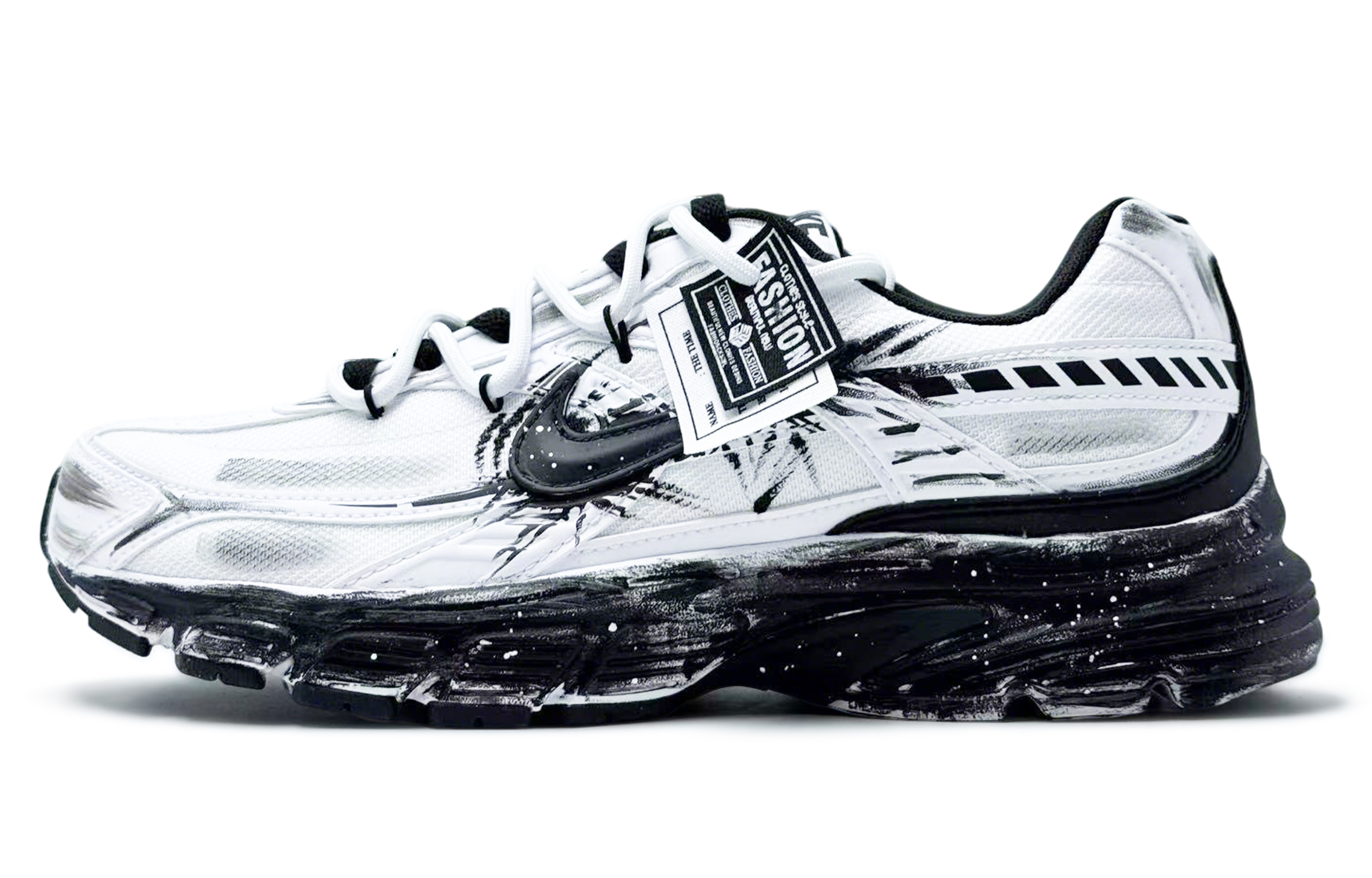 Nike Initiator Abrasion Resistant Low top Running Shoes Men's Black White Gray