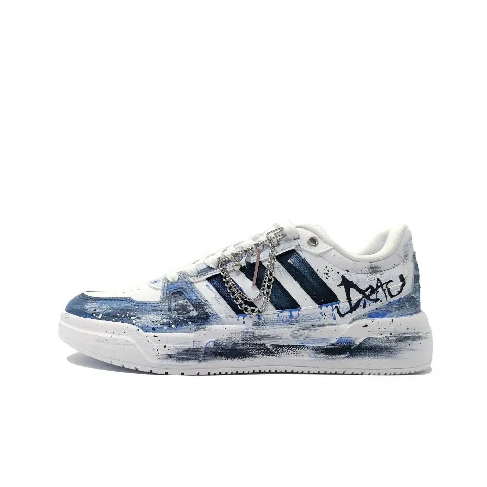 Adidas LITE BALLER Street Graffiti MH Project Abrasion Resistant Low top Skateboard Shoes Unisex Light Blue