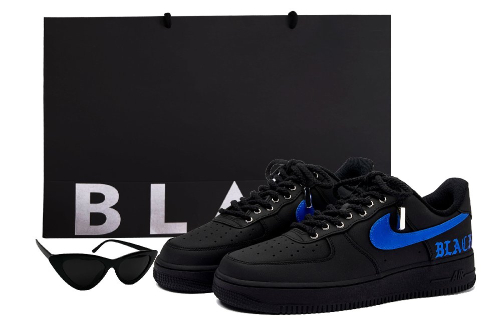 Nike Air Force 1 Low-Top Skateboard Shoes Unisex Black Blue