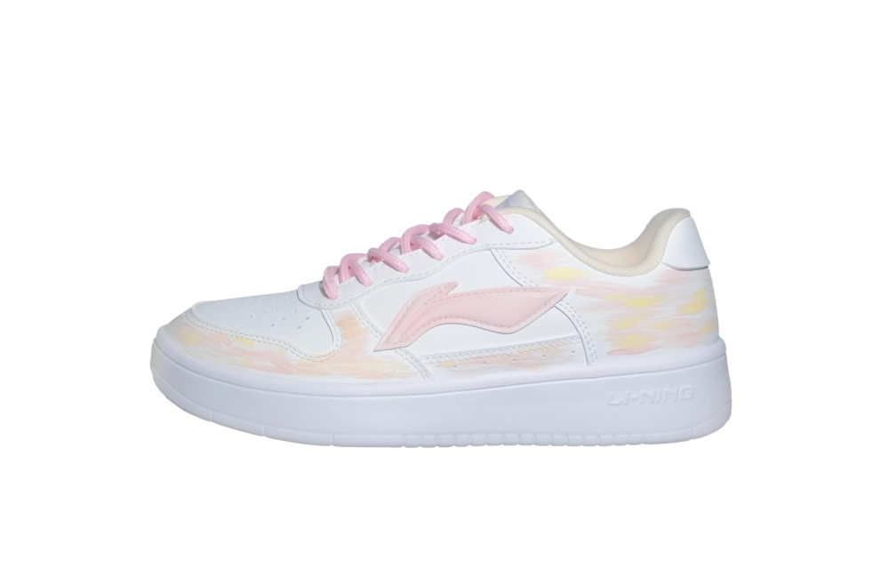LiNing Pontoon Boats Waterproof And Wear resistant Low top Skateboard Shoes Women's White