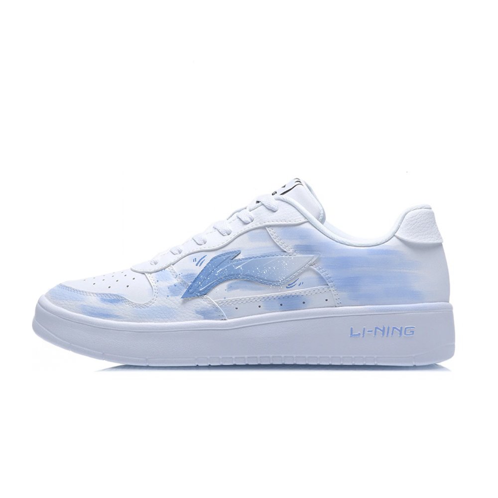 LiNing Pontoon Boats Abrasion Resistant, Lightweight, And Breathable Low Top Skateboard Shoes Unisex White Blue