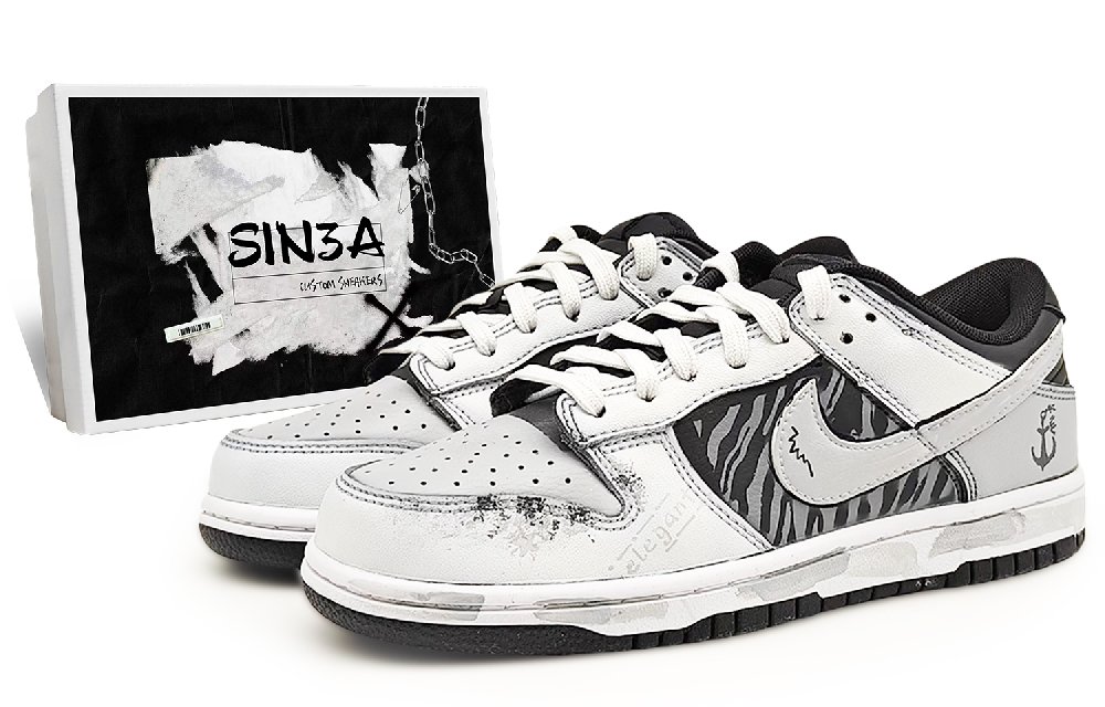 Nike Dunk Anti Slip And Wear Resistant Lightweight Low Top Skateboard Shoes Women's Black Gray