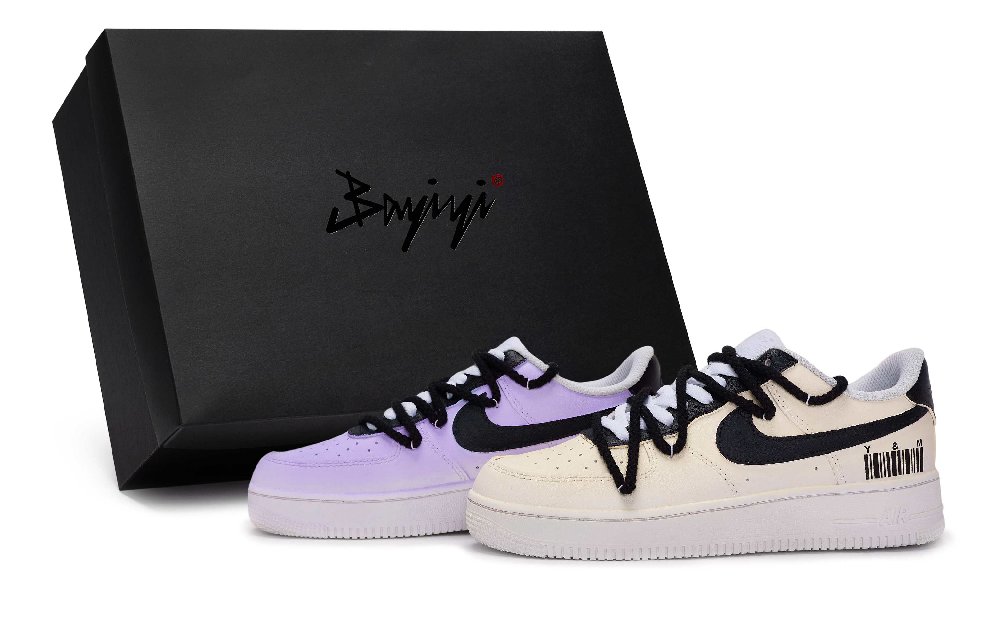Nike Air Force 1 Skateboard Shoes Unisex Low Top Black/White/Yellow/Purple