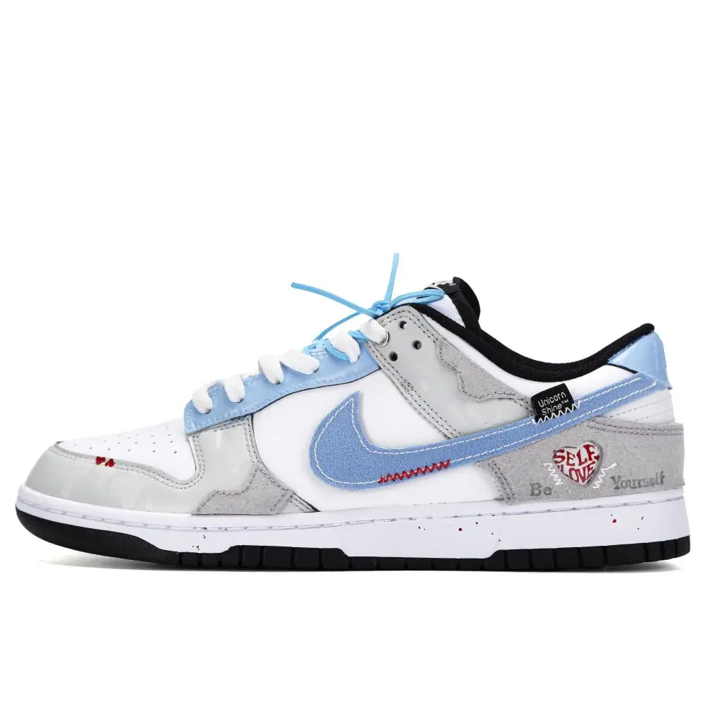 Nike Dunk First Love Audio Abrasion Resistant Low Top Skateboard Shoes Unisex Blue Gray