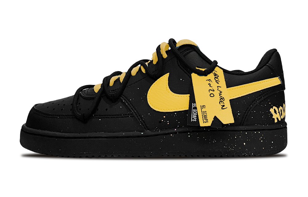 Nike Court Vision Low Quick Dry Low Top Skateboard Shoes Unisex Black Yellow