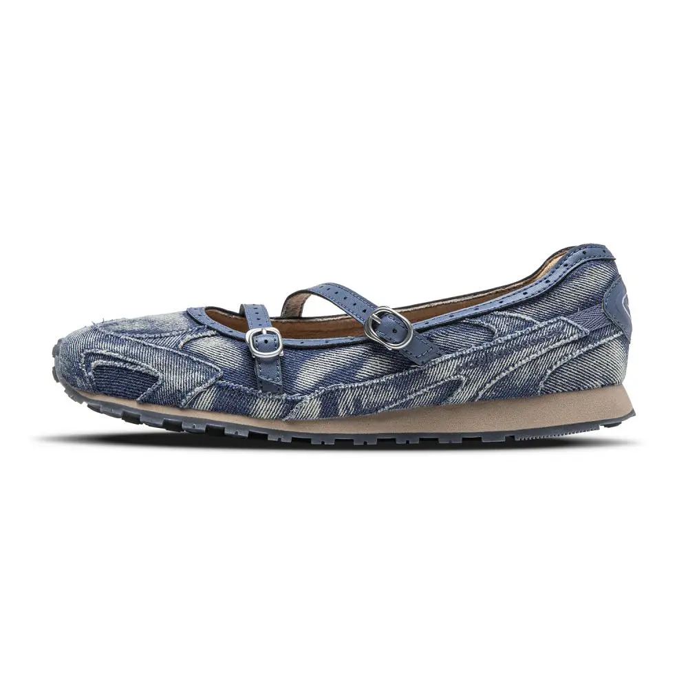 Mizuno LG 60S Thin Sole Shoes, Ballet Shoes, Mary Jane Shoes Low top Casual Shoes Women's Denim Blue
