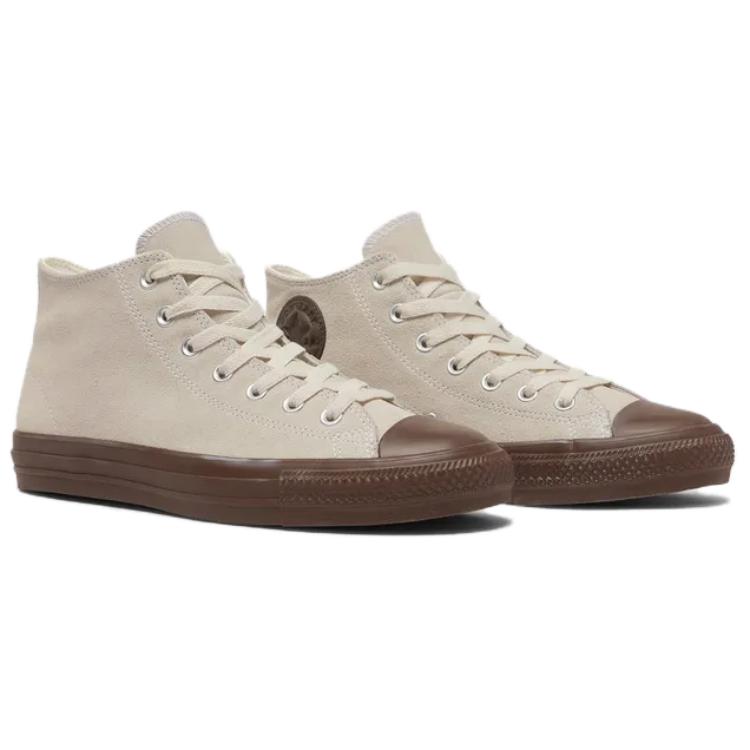 Converse All Star Anti Slip Wear Resistant Mid Top Skateboard Shoes Unisex Beige