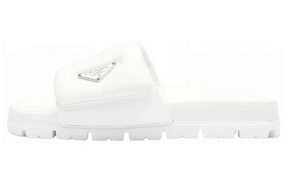 PRADA Soft Padded 20mm Slide Sandal White Nappa Leather Women's