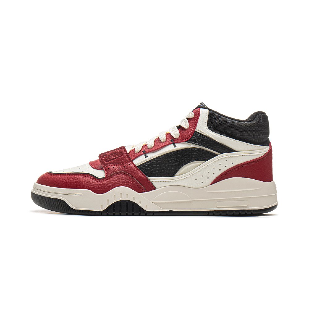 LiNing Yuebai Anti-Slip Wear-Resistant Breathable Height Increasing Mid-Top Skateboard Shoes Men's White Red