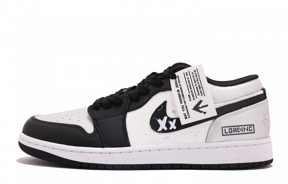 Jordan Air Jordan 1 Abrasion Resistant Low top Vintage Basketball Shoes Unisex Black Silver