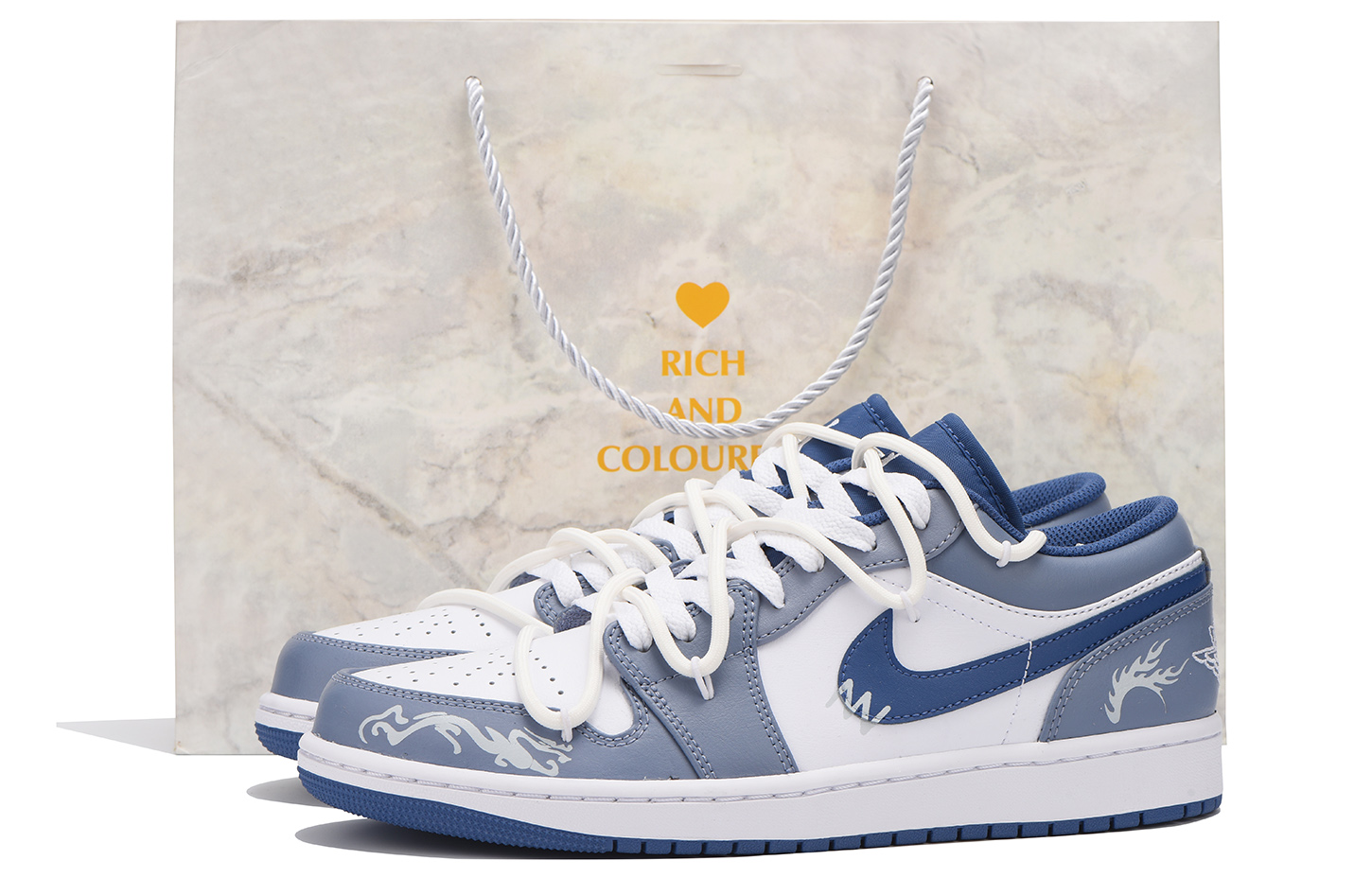 Jordan Air Jordan 1 Low-Top Vintage Basketball Shoes Men's Blue White