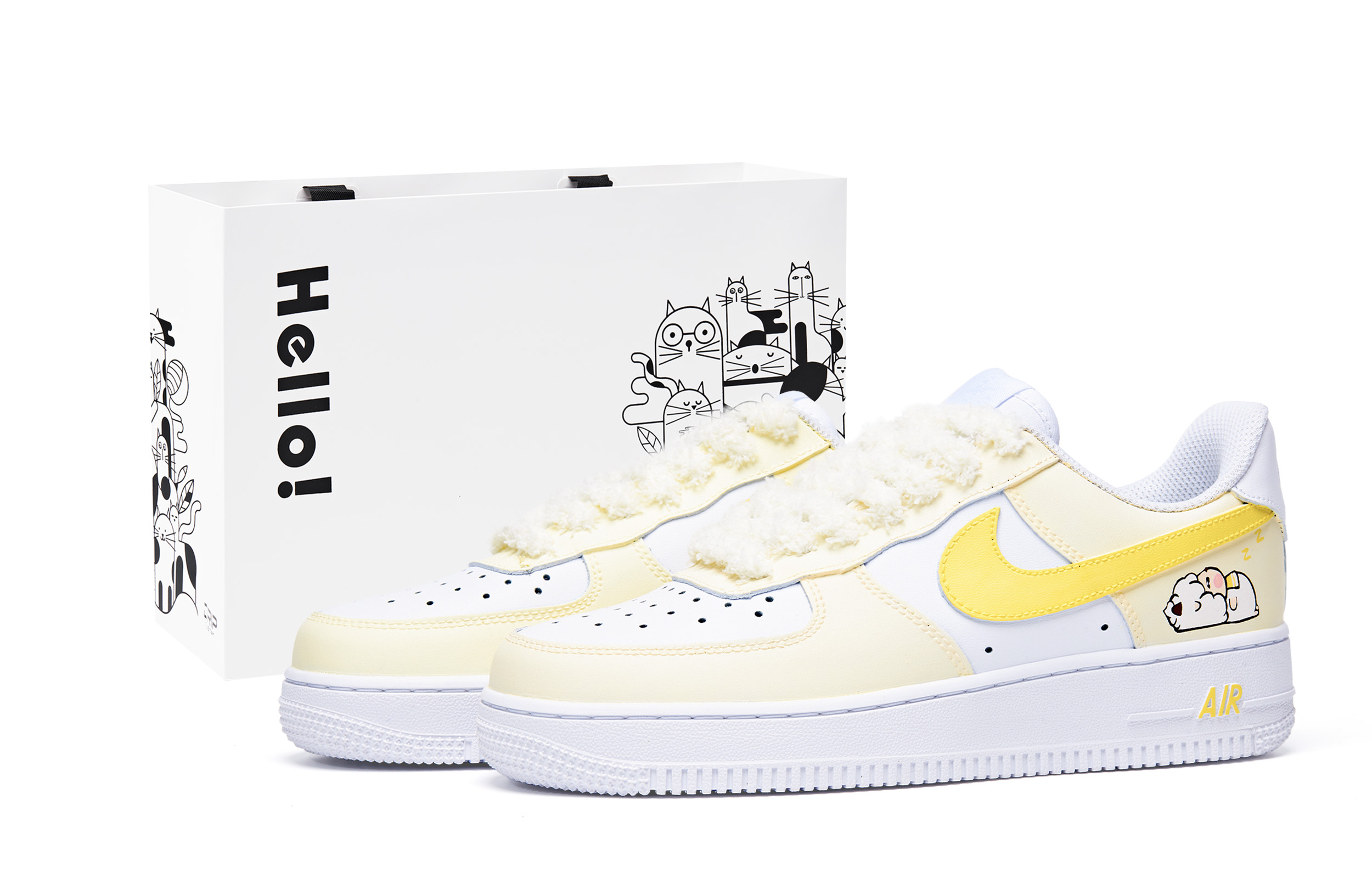 Nike Air Force 1 Low top Skateboard Shoes Women's Yellow White