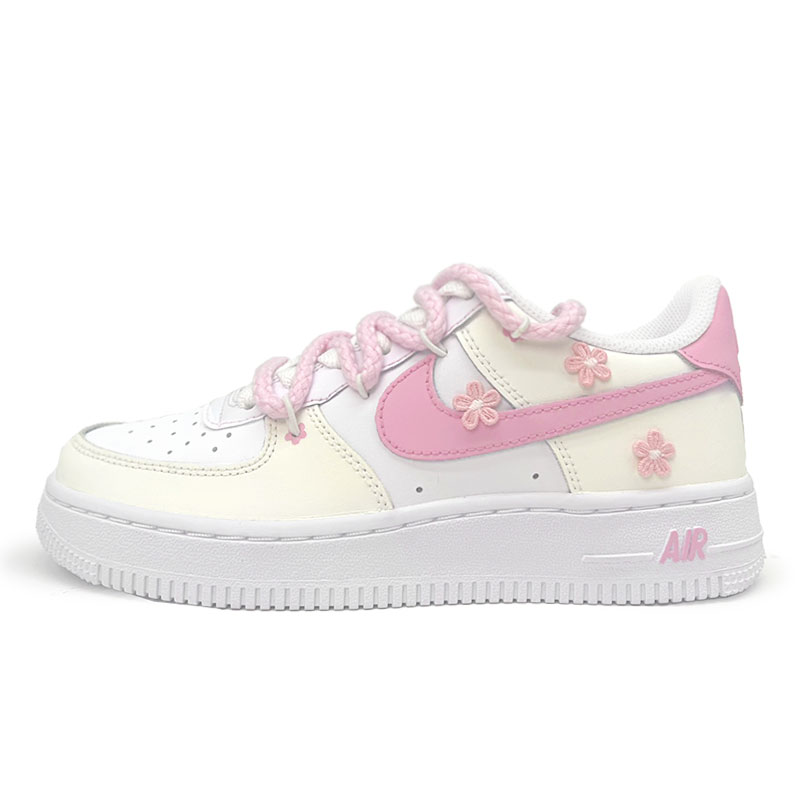 Nike Air Force 1 Skateboard Shoes Women's Low top Pink Yellow