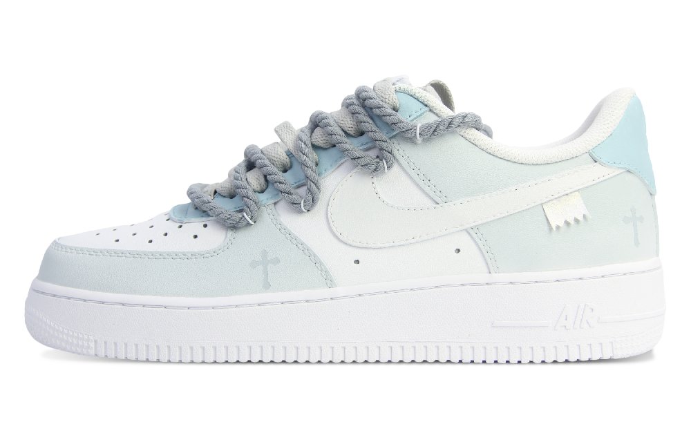Nike Air Force 1 Anti Slip Wear Resistant Low Top Skateboard Shoes Unisex White Blue