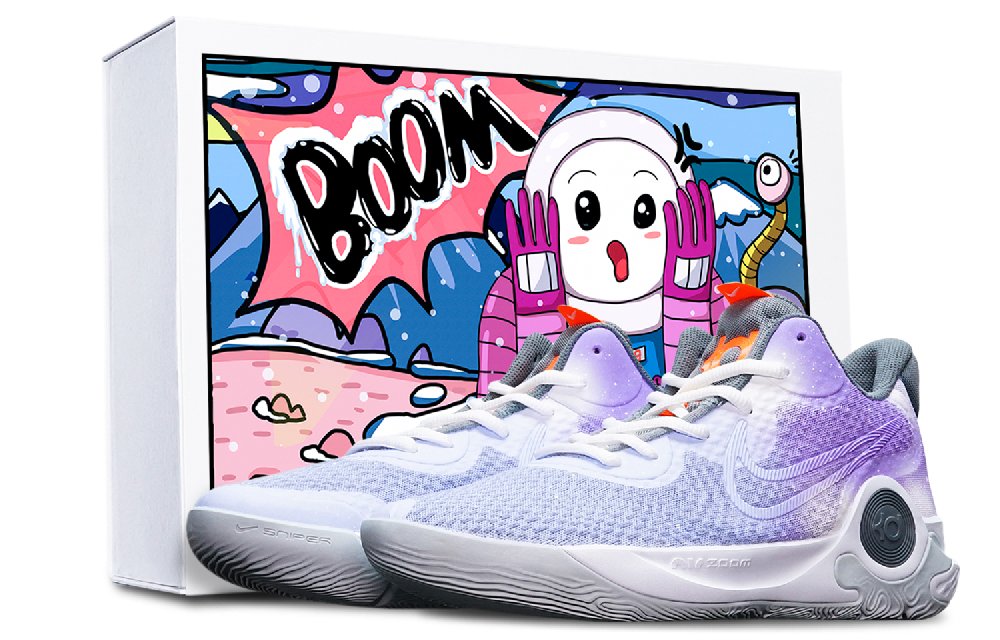 Nike KD Trey 5 IX EP KD Cushioning Anti-Slip And Wear-Resistant Rebound Low-Top Basketball Shoes Unisex Purple White