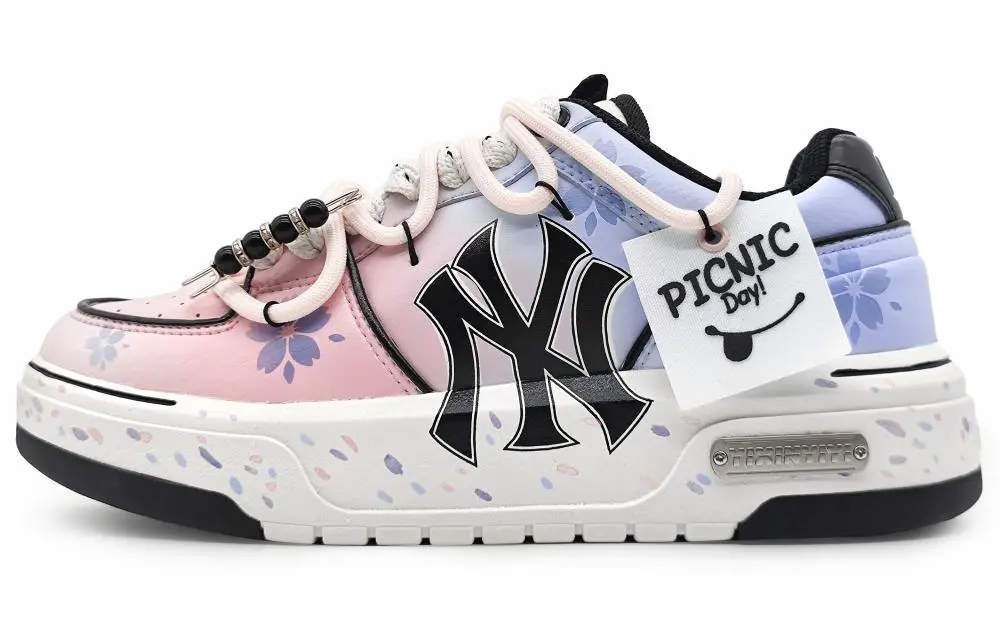 MLB Chunky Liner Wear-Resistant Height Increasing Low-Top Skateboard Shoes Unisex Gradient Pink Purple
