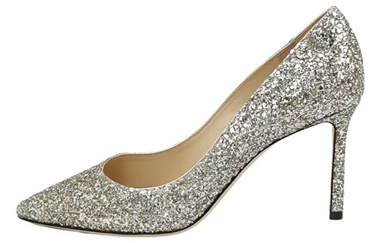 Jimmy Choo ROMY Slim Heel High Heels 8.5cm Women's Silver