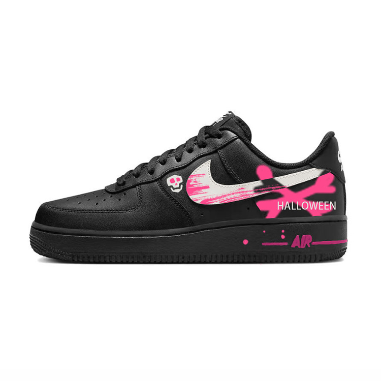 Nike Air Force 1 Anti-Slip Wear-Resistant Low-Top Skateboard Shoes Unisex Black Pink