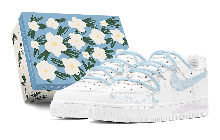 Nike Air Force 1 Skateboard Shoes Women's Low-Top Blue/White