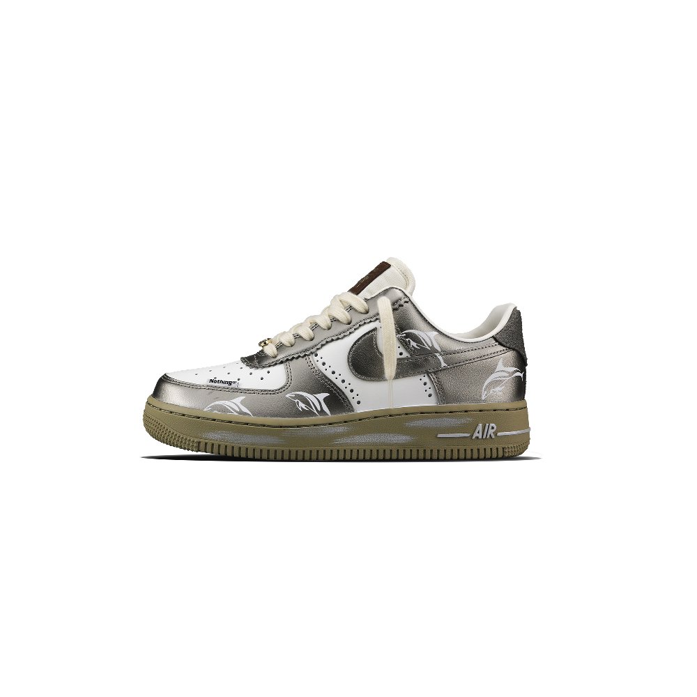 Nike Air Force 1 Big Fish And Sea Anti-Slip Wear-Resistant Low-Top Skateboard Shoes Women's Rose Gold