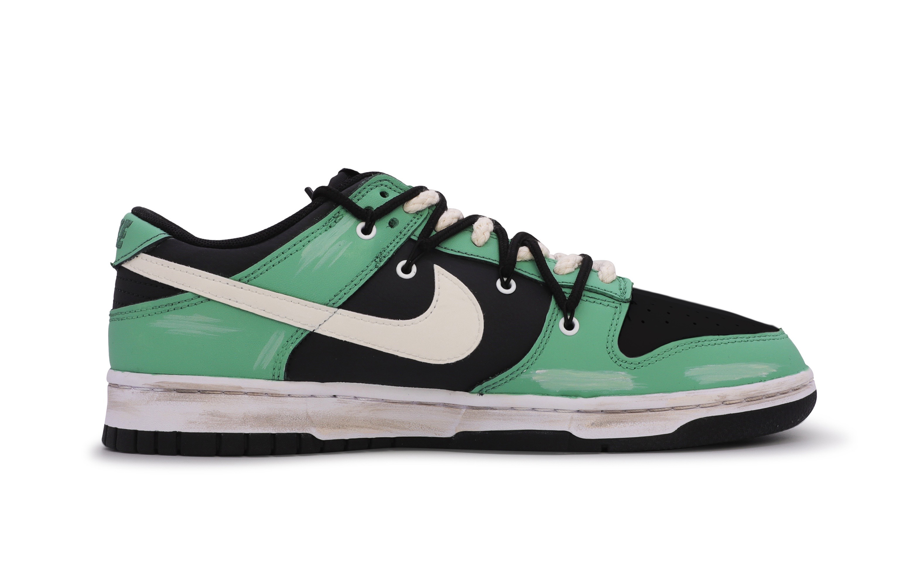 Nike Dunk Slip Resistant Abrasion Resistant Low top Skateboard Shoes GS Black Green