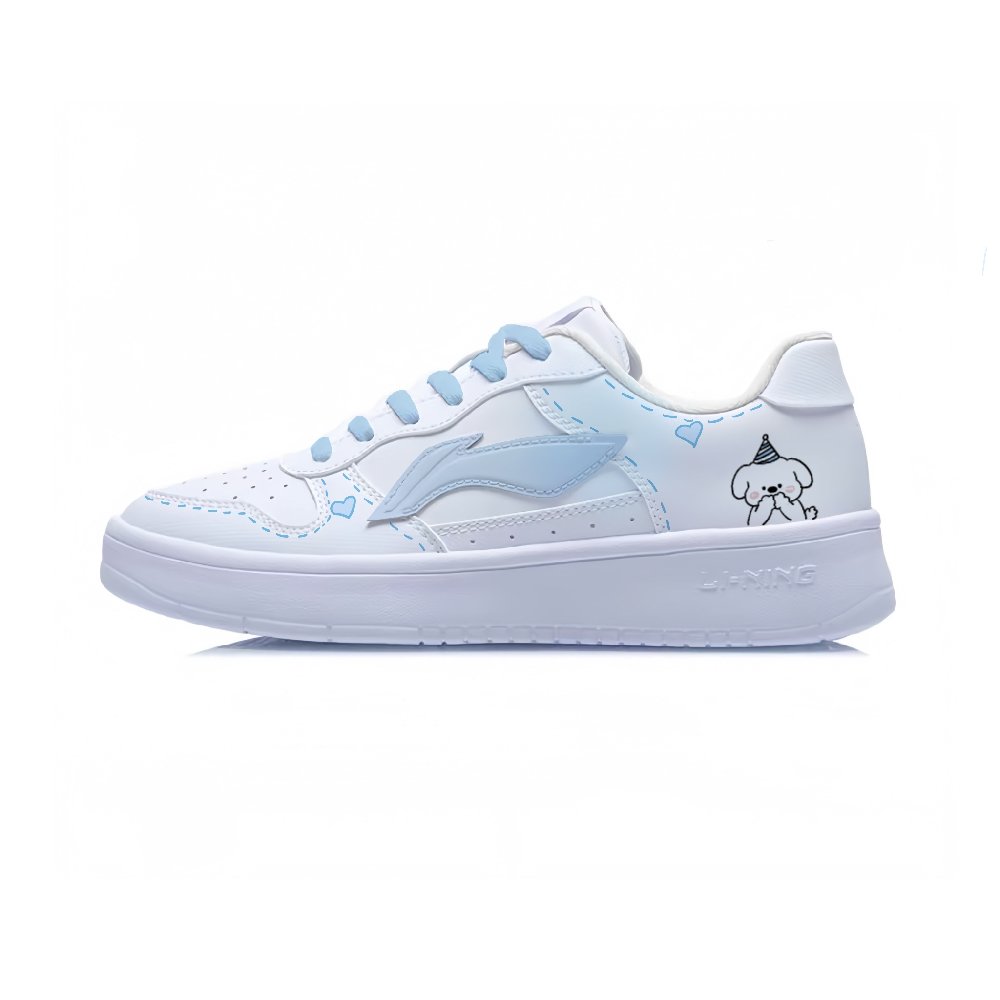 LiNing Pontoon Boats Cushioning, Abrasion Resistant, Height Increasing Low top Skateboard Shoes Unisex White Blue