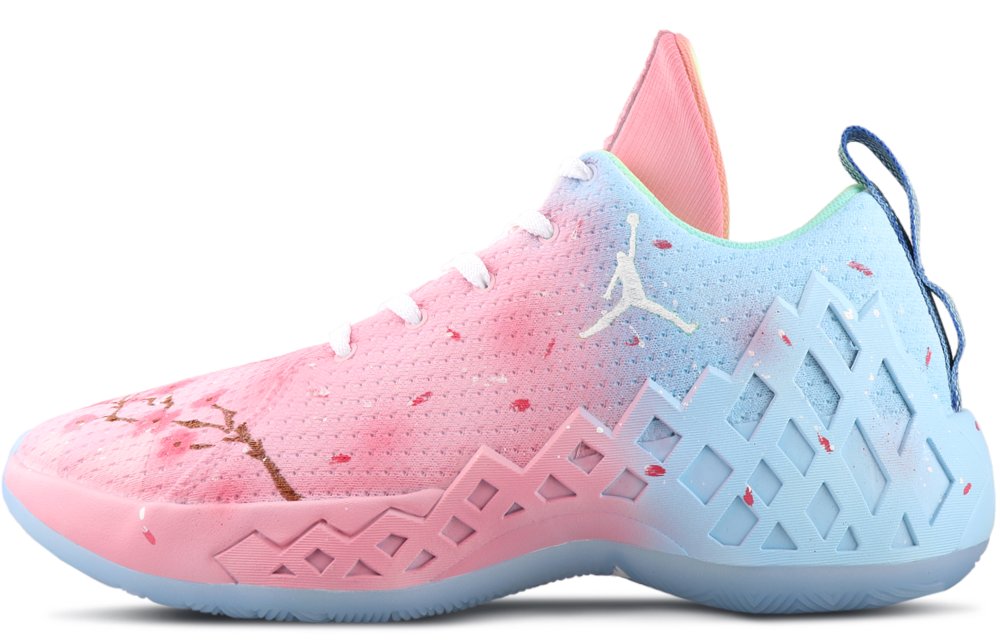 Jordan Jumpman Diamond Low Cushioning, Wear Resistant Low Top Basketball Shoes Men's Blue Pink