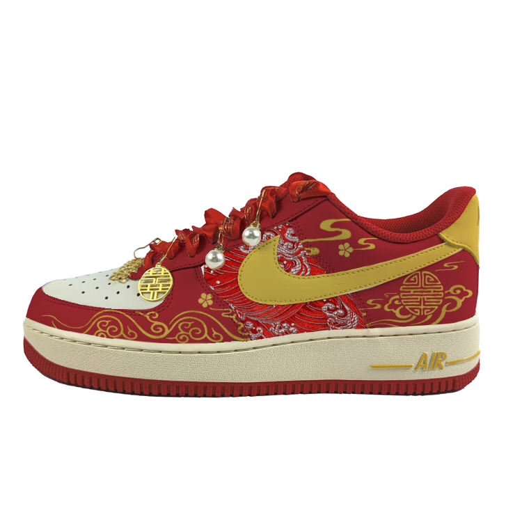 Nike Air Force 1 Wear-Resistant Low-Top Skateboard Shoes Unisex Red