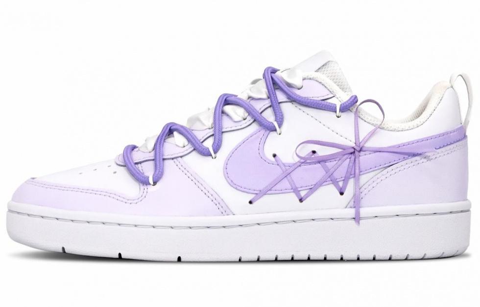 Nike Court Borough Slip-Resistant Cushioning Wear-Resistant Low-Top Skateboard Shoes GS White Purple