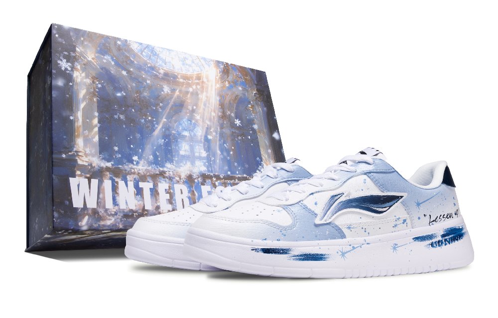 LiNing Pontoon Boats Slip Resistant Low top Skateboard Shoes Men's Blue White