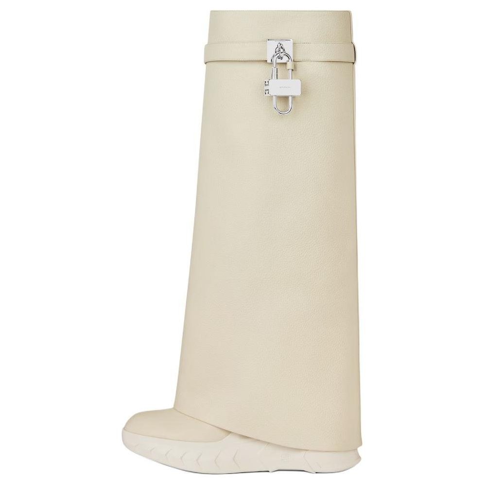 Givenchy Shark Lock Knee high Boots 9cm Women's Beige