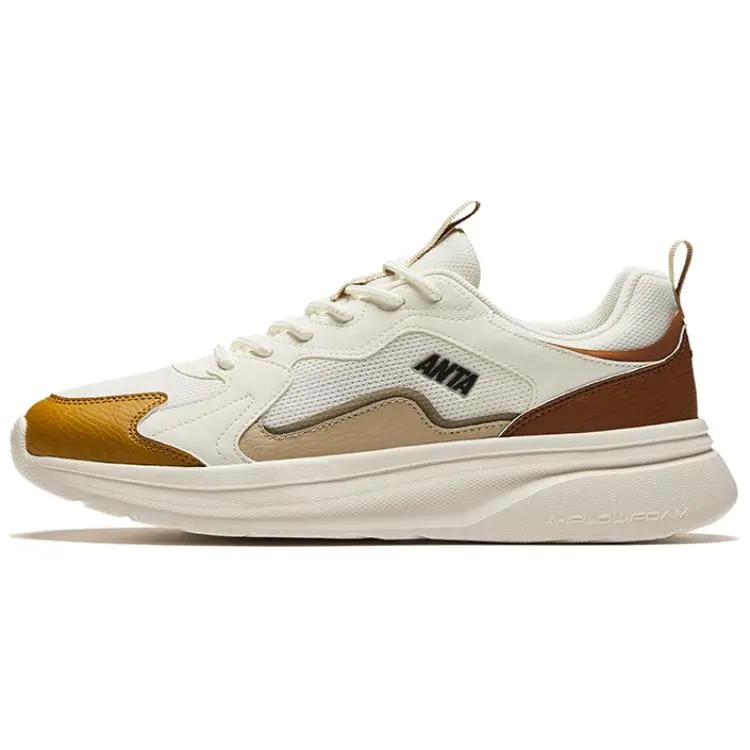 Anta Life Collection Cushioned Slip-Resistant Low-Top Casual Shoes Men's White Brown