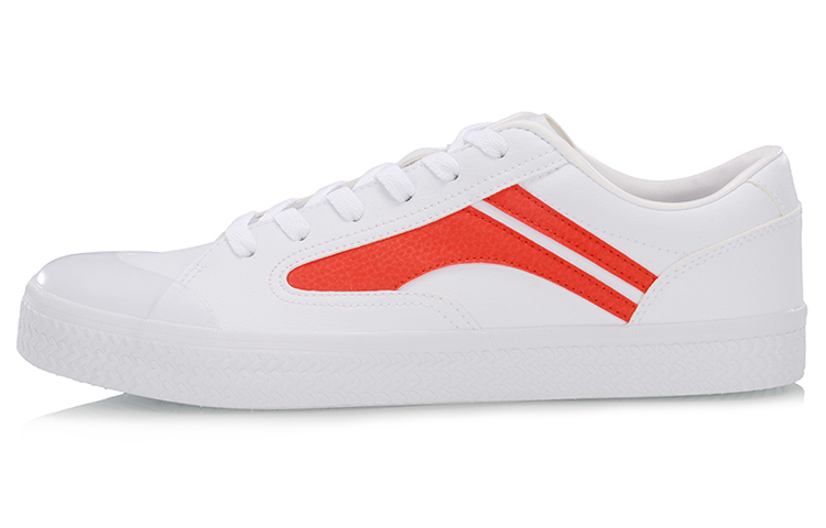 LiNing Wave Anti-Slip Wear-Resistant Low-Top Skateboard Shoes Men's White Orange