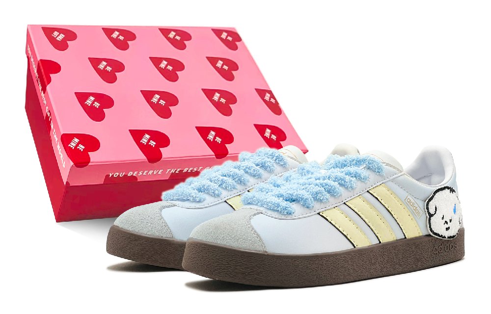 Adidas VL COURT 2.0 Wear-Resistant Low-Top Skateboard Shoes Unisex Sky Blue